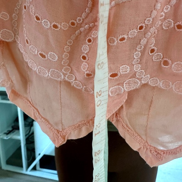 Vintage 70s Red Leaf Victorian Eyelet Lace Ruffle Blouse Prairie Cottagecore L - Picture 7 of 7